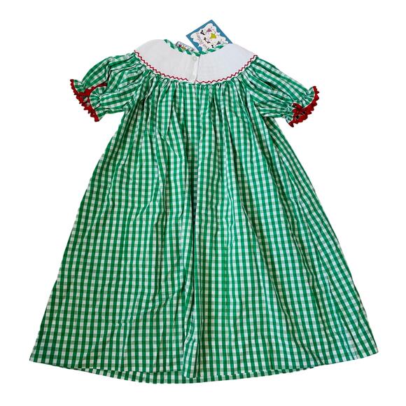 NWT Three Sisters Size 5 Santa Tractor Smocked Dress - Picture 4 of 5